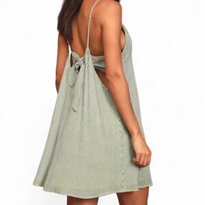If by Sea Adrift green Striped Tie-Back Mini Swing Dress coastal beachy preppy